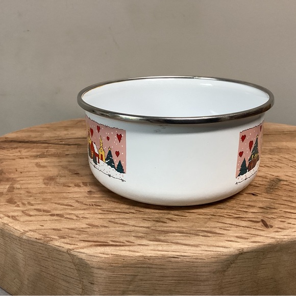 “3/$15” - “Merry Christmas To You” - Metal & Enamel Coated Snowman Themed Bowl - Picture 5 of 10